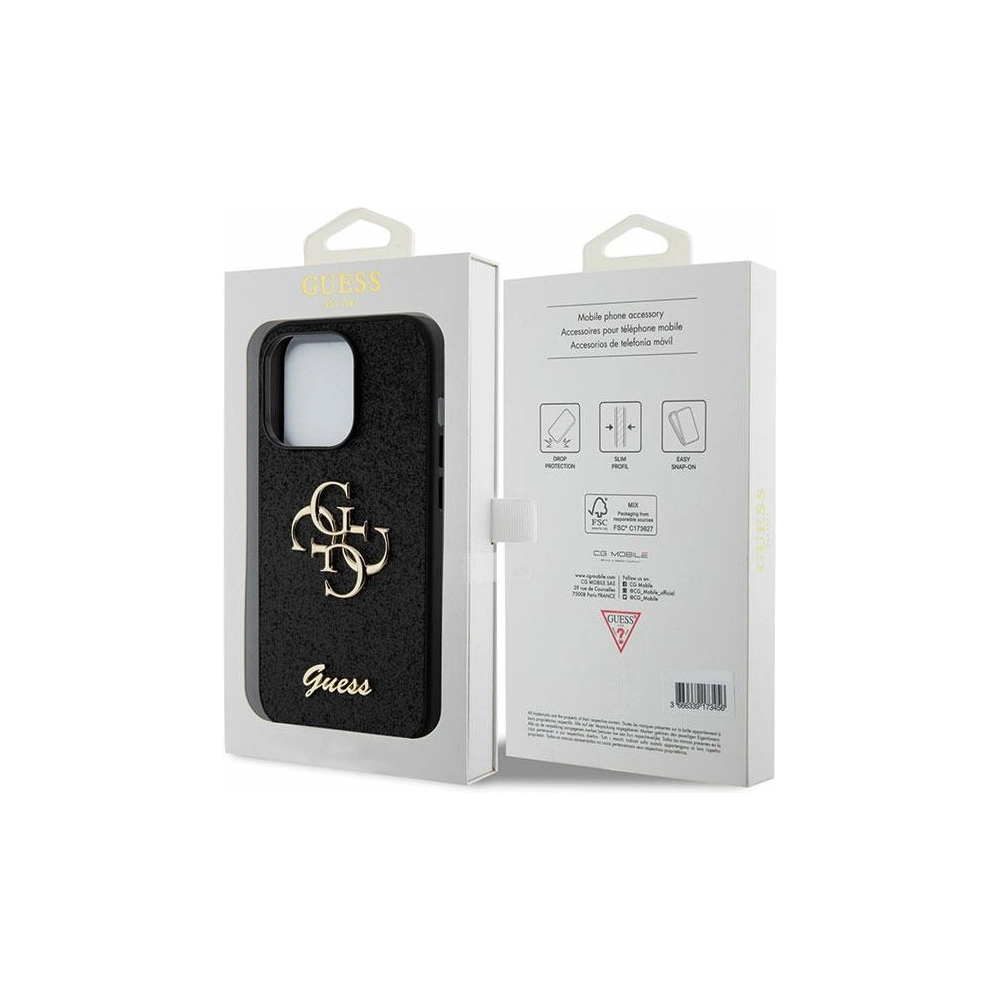 Wholesale Guess GUHCP15LHG4SGK Apple iPhone 15 Pro hardcase Glitter Script Big 4G black - GUE2810 - {ean13} - Hurt