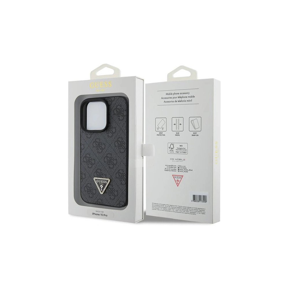 Wholesale Guess GUHCP15LP4TDPK Apple iPhone 15 Pro hardcase Leather 4G Diamond Triangle black - GUE2814 - {ean13} - Hurt