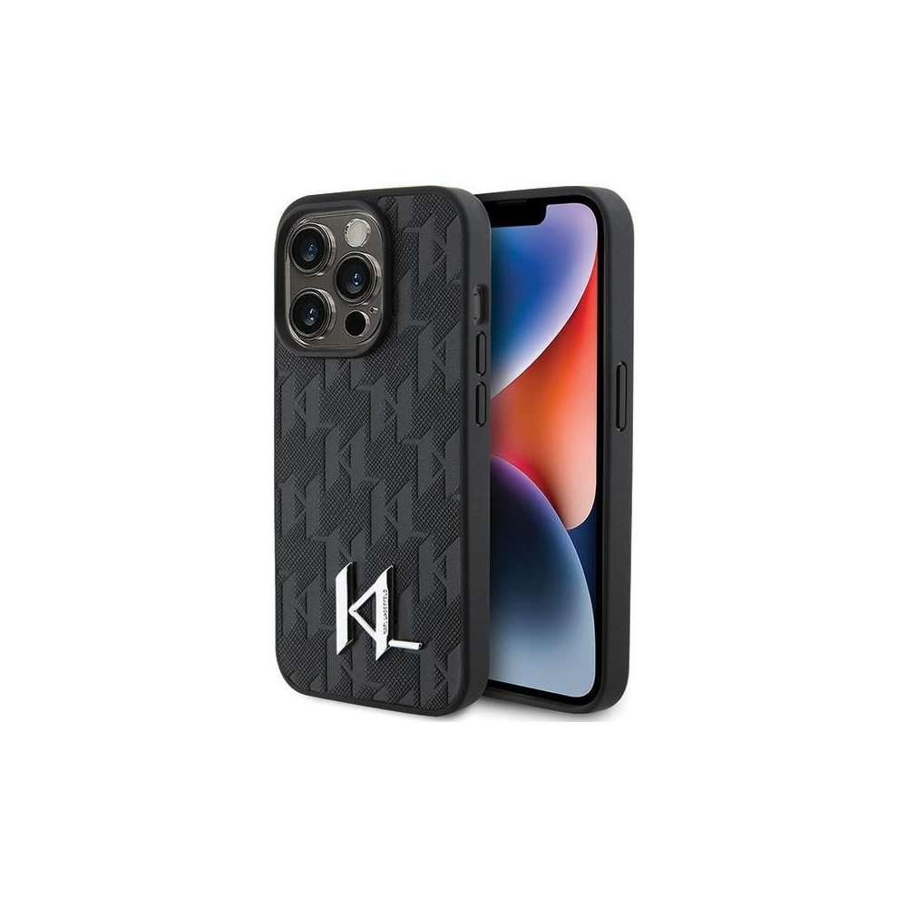 Hurtownia GSM - Case Karl Lagerfeld KLHCP15LPKLPKLK Apple iPhone 15 Pro Hartschale Leder Monogram Heißpräge Metall-Logo schwarz/black - KLD1650 - {ean13} - Hurt