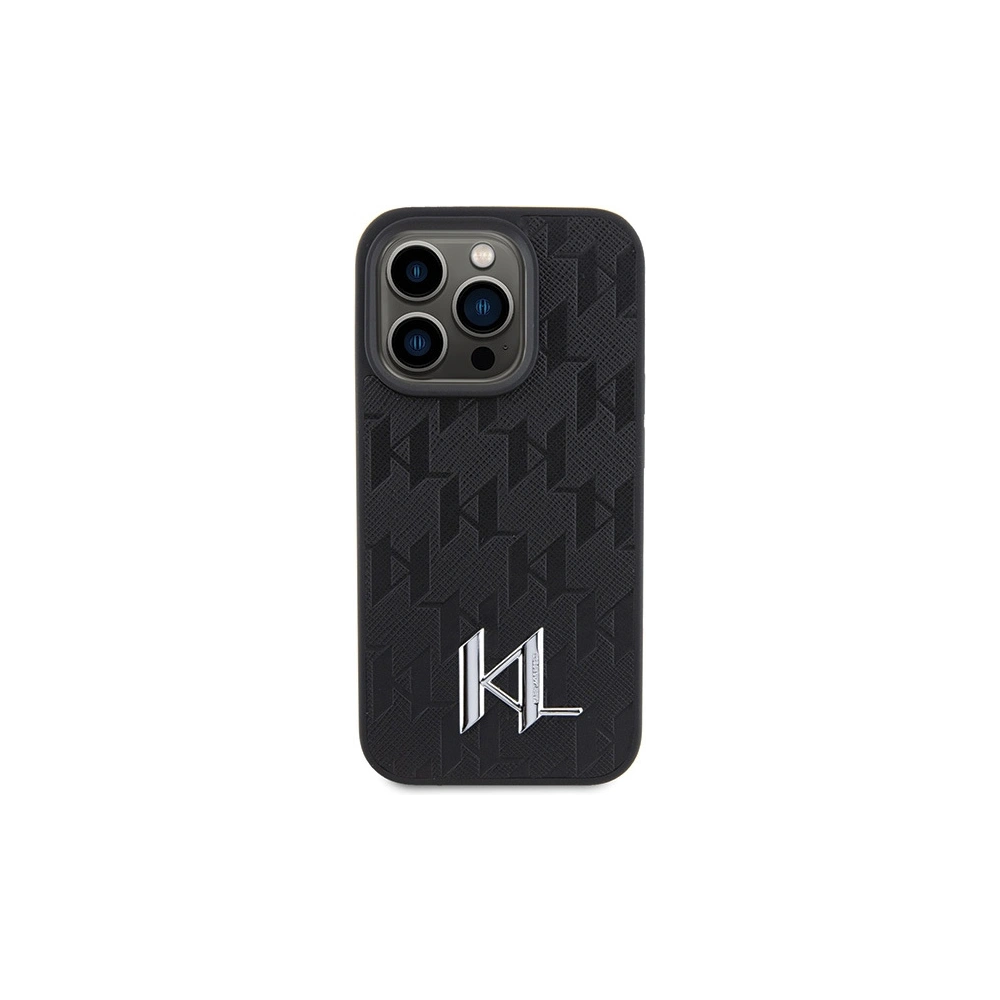 Hurtownia GSM - Case Karl Lagerfeld KLHCP15LPKLPKLK Apple iPhone 15 Pro Hartschale Leder Monogram Heißpräge Metall-Logo schwarz/black - KLD1650 - {ean13} - Hurt