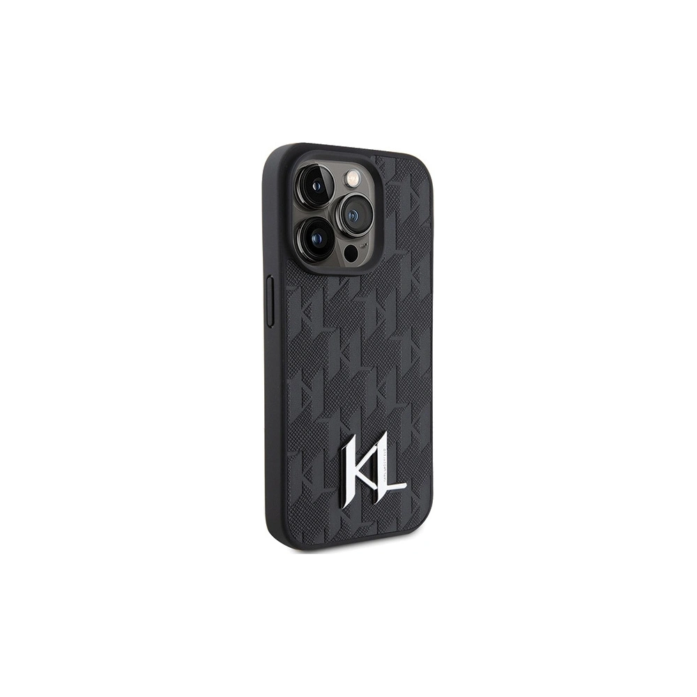 Hurtownia GSM - Case Karl Lagerfeld KLHCP15LPKLPKLK Apple iPhone 15 Pro Hartschale Leder Monogram Heißpräge Metall-Logo schwarz/black - KLD1650 - {ean13} - Hurt