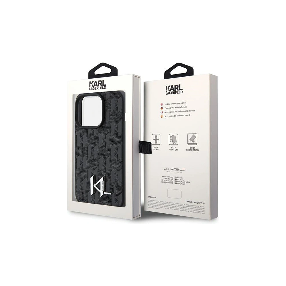 Hurtownia GSM - Case Karl Lagerfeld KLHCP15LPKLPKLK Apple iPhone 15 Pro Hartschale Leder Monogram Heißpräge Metall-Logo schwarz/black - KLD1650 - {ean13} - Hurt