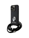 Etui Karl Lagerfeld KLHCP15LSAKCPSK Apple iPhone 15 Pro hardcase Crossbody Saffiano Metal Pin Karl & Choupette černý/black