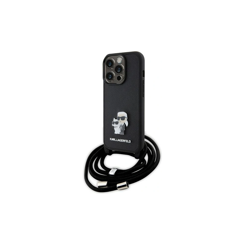 Hurtownia GSM - Case Karl Lagerfeld KLHCP15LSAKCPSK Apple iPhone 15 Pro Hartschale Crossbody Saffiano Metallpin Karl & Choupette schwarz/black - KLD1651 - {ean13} - Hurt