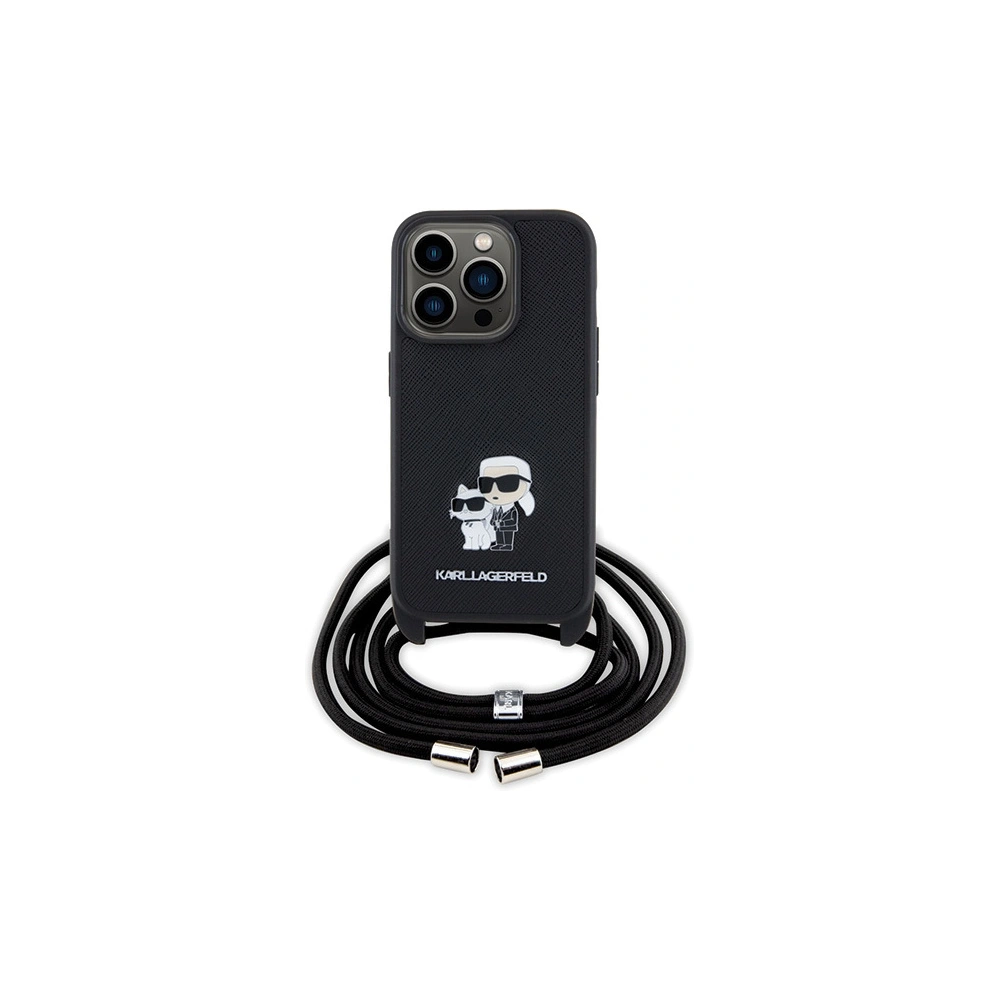 Hurtownia GSM - Case Karl Lagerfeld KLHCP15LSAKCPSK Apple iPhone 15 Pro Hartschale Crossbody Saffiano Metallpin Karl & Choupette schwarz/black - KLD1651 - {ean13} - Hurt