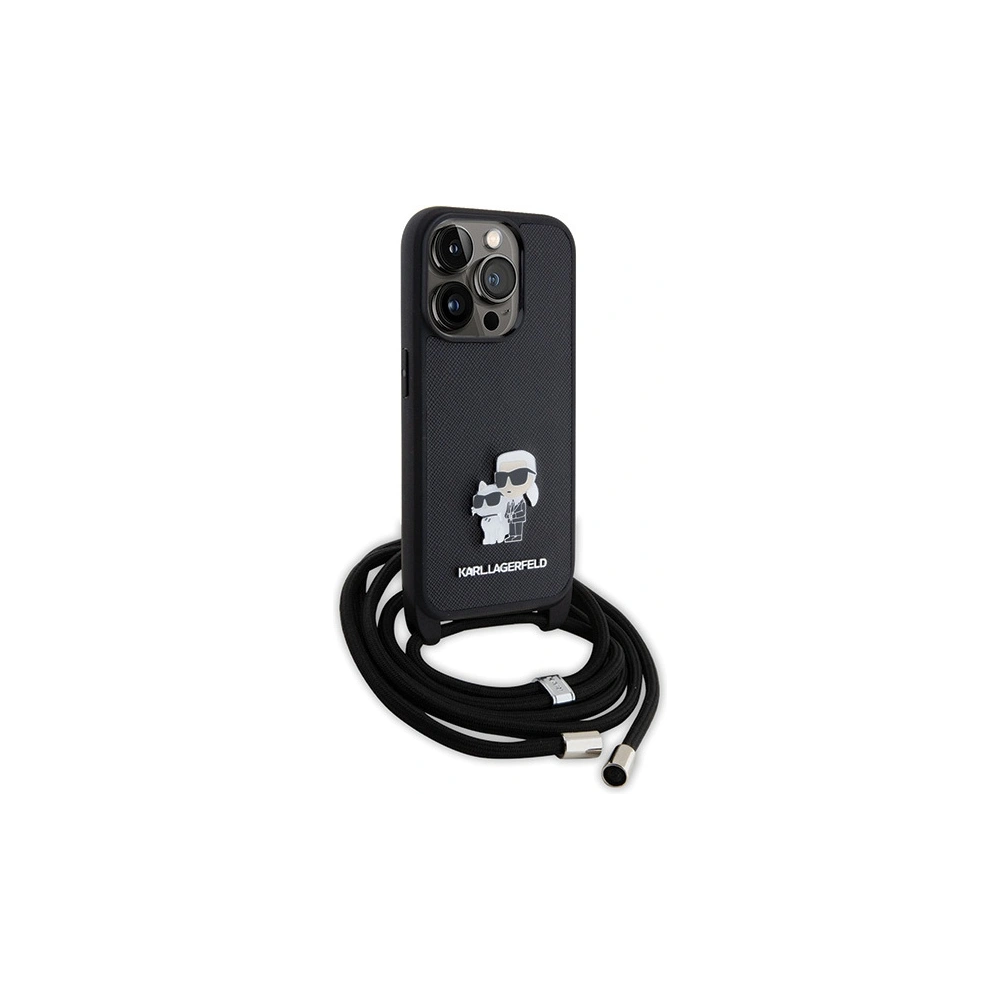 Hurtownia GSM - Case Karl Lagerfeld KLHCP15LSAKCPSK Apple iPhone 15 Pro Hartschale Crossbody Saffiano Metallpin Karl & Choupette schwarz/black - KLD1651 - {ean13} - Hurt