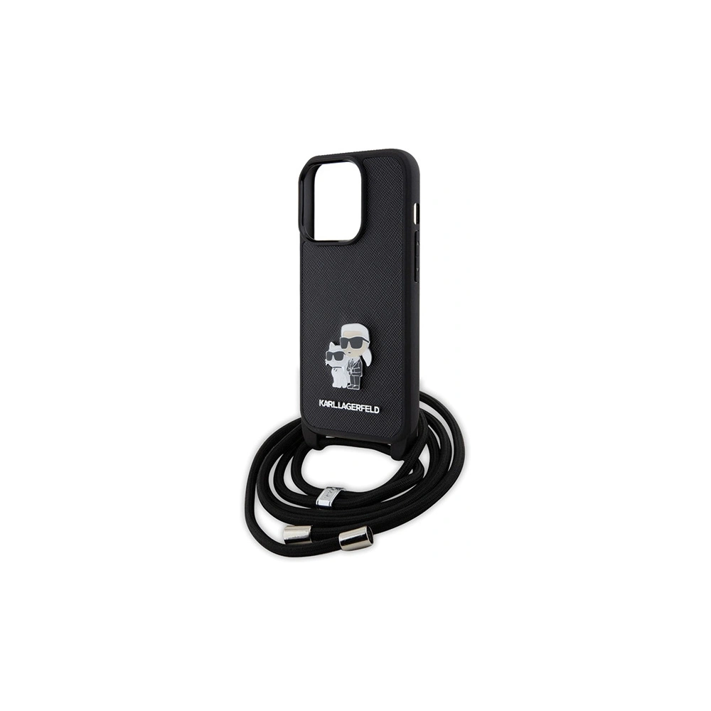 Hurtownia GSM - Case Karl Lagerfeld KLHCP15LSAKCPSK Apple iPhone 15 Pro Hartschale Crossbody Saffiano Metallpin Karl & Choupette schwarz/black - KLD1651 - {ean13} - Hurt