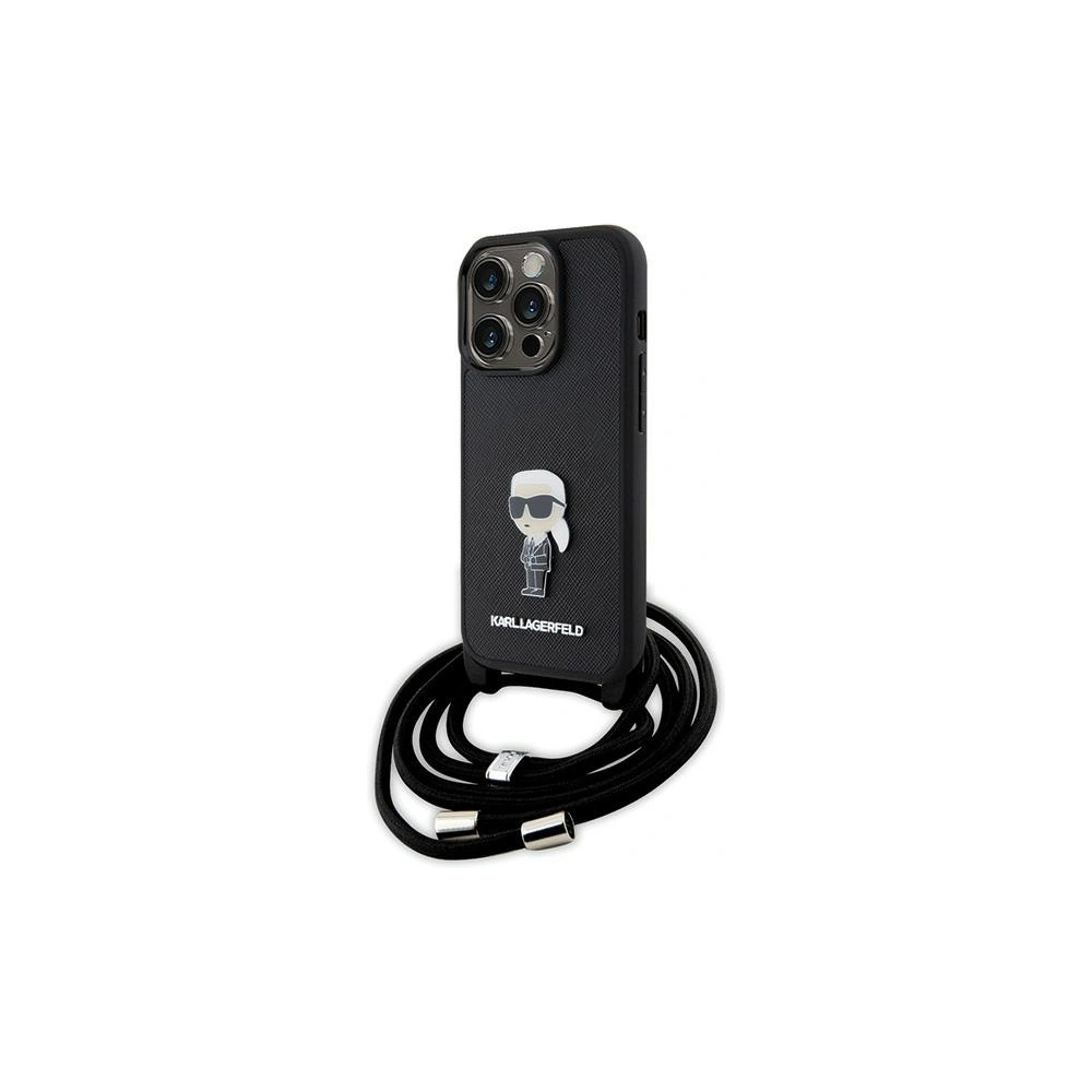 Hurtownia GSM - Case Karl Lagerfeld KLHCP15LSASKNPSK Apple iPhone 15 Pro Hardcase Crossbody Saffiano Monogram Metall-Pin Karl & Choupette schwarz/black - KLD1652 - {ean13} - Hurt