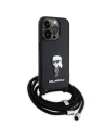 Hurtownia GSM - Etui Karl Lagerfeld KLHCP15LSASKNPSK Apple iPhone 15 Pro kemény borítású Crossbody Saffiano Monogram Fém Pin Karl & Choupette fekete/black - KLD1652 - {ean13} - Hurt