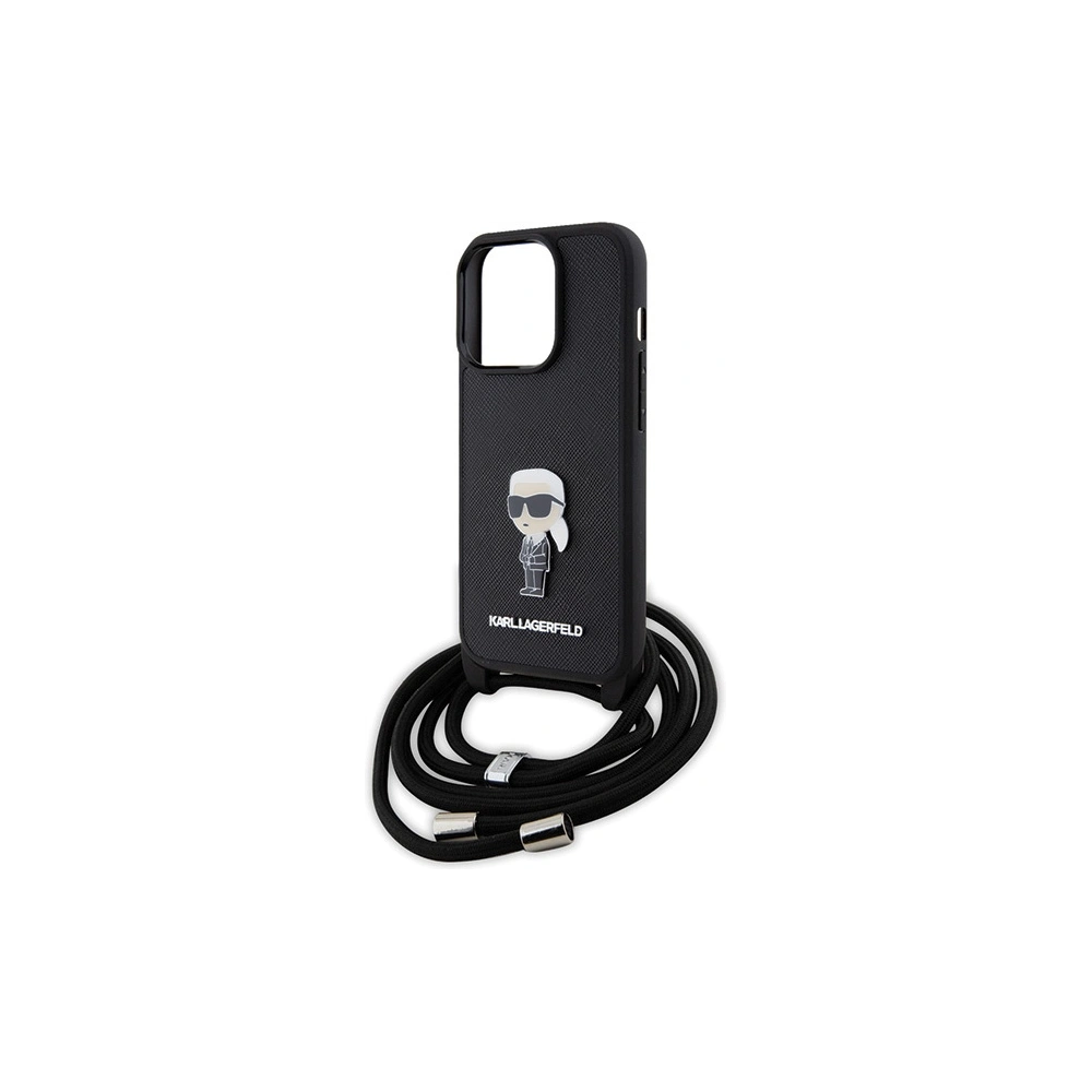 Hurtownia GSM - Case Karl Lagerfeld KLHCP15LSASKNPSK Apple iPhone 15 Pro Hardcase Crossbody Saffiano Monogram Metall-Pin Karl & Choupette schwarz/black - KLD1652 - {ean13} - Hurt