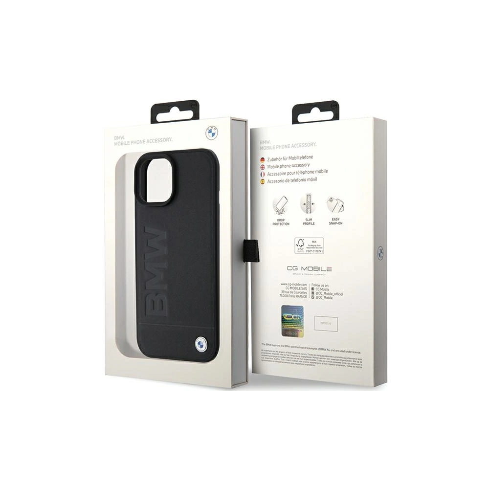 Hurtownia GSM - Etui BMW BMHMP15MSLLBK Apple iPhone 15 Plus / 14 Plus MagSafe bőrtok forróbélyegzett fekete/black - BMW507 - {ean13} - Hurt