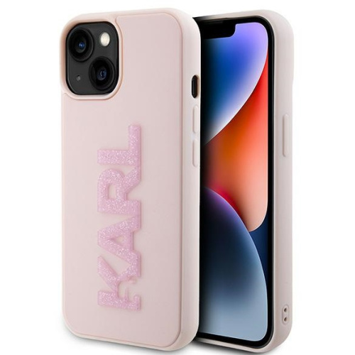 Karl Lagerfeld Distributor - 3666339166472 - KLD1658 - Karl Lagerfeld KLHCP15S3DMBKCP Apple iPhone 15 hardcase 3D Rubber Glitter Logo pink - B2B homescreen