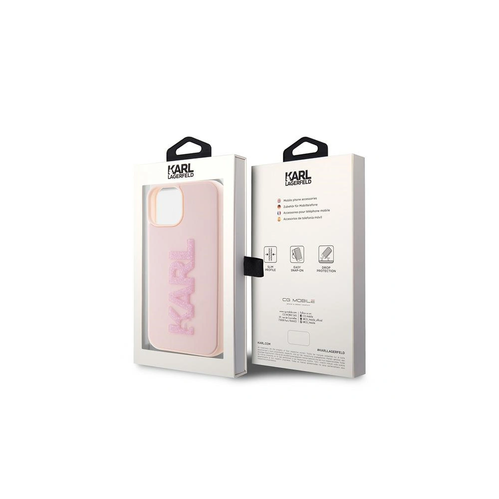 Hurtownia GSM - Etui Karl Lagerfeld KLHCP15S3DMBKCP Apple iPhone 15 hardcase 3D Rubber Glitter Logo różowy/pink - KLD1658 - {ean13} - Hurt