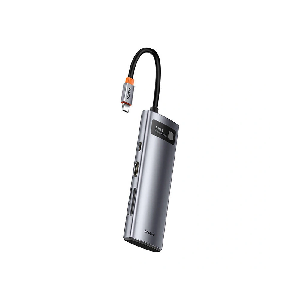 Hurtownia GSM - Adaptér Baseus Gleam hub 7v1 USB-C na 1x HDMI4K 60Hz+3xUSB3.0+1xPD+1xSD/TF (šedý) - BSU4560 - {ean13} - Hurt