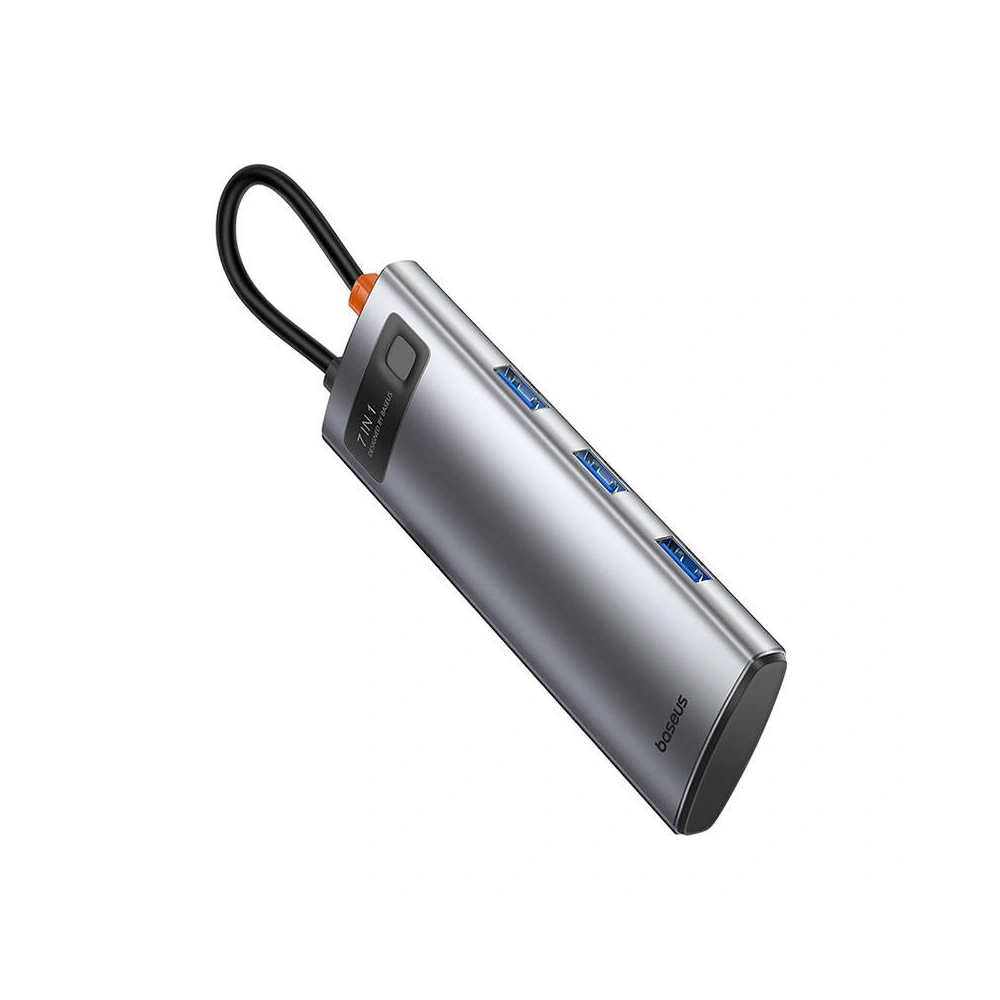 Hurtownia GSM - Adapter Baseus Gleam Hub 7w1 USB-C zu 1x HDMI4K 60Hz + 3xUSB3.0 + 1xPD + 1xSD/TF (grau) - BSU4560 - {ean13} - Hurt