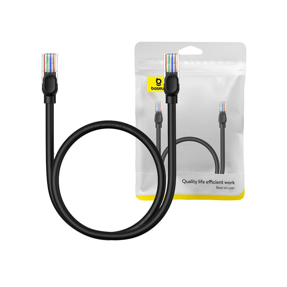Hurtownia GSM - Hálózati kábel Baseus Ethernet CAT5 0,5m (fekete) - BSU4562 - {ean13} - Hurt