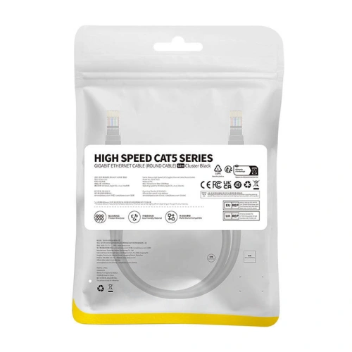 Kabel sieciowy Baseus Ethernet CAT5 0,5m (czarny)