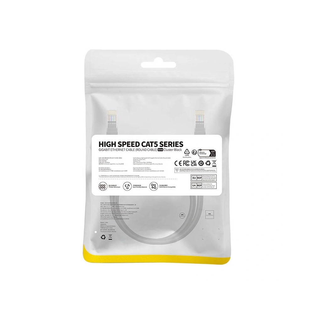 Hurtownia GSM - Hálózati kábel Baseus Ethernet CAT5 0,5m (fekete) - BSU4562 - {ean13} - Hurt