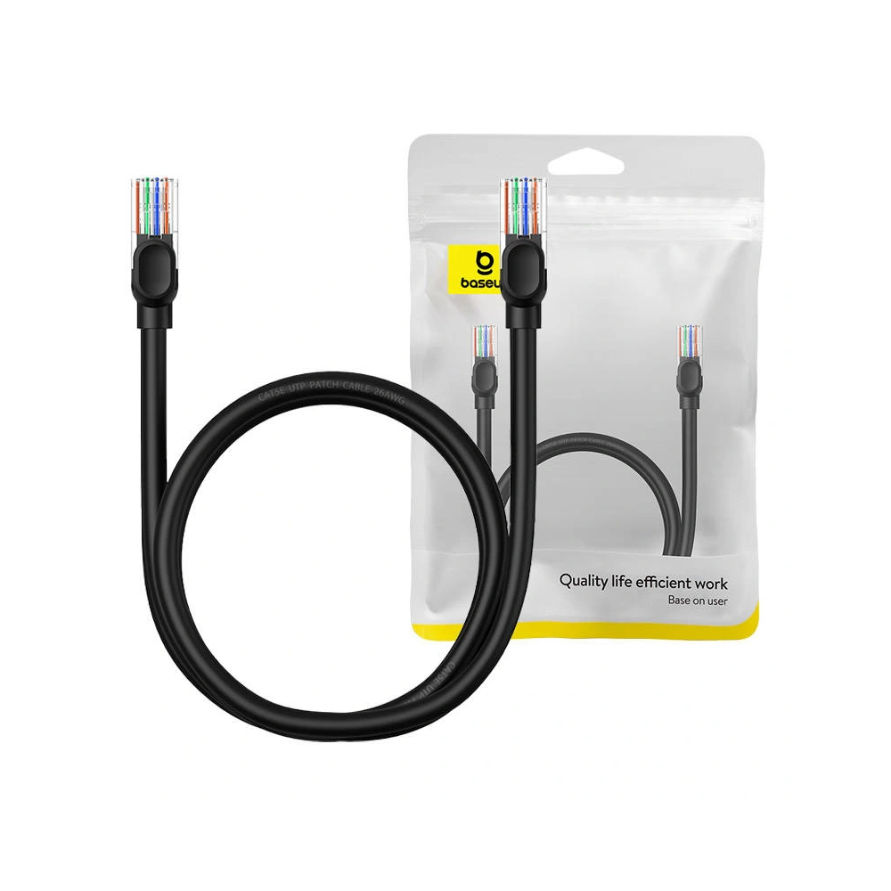 Hurtownia GSM - Kabel síťový Baseus Ethernet CAT5 1m (černý) - BSU4563 - {ean13} - Hurt