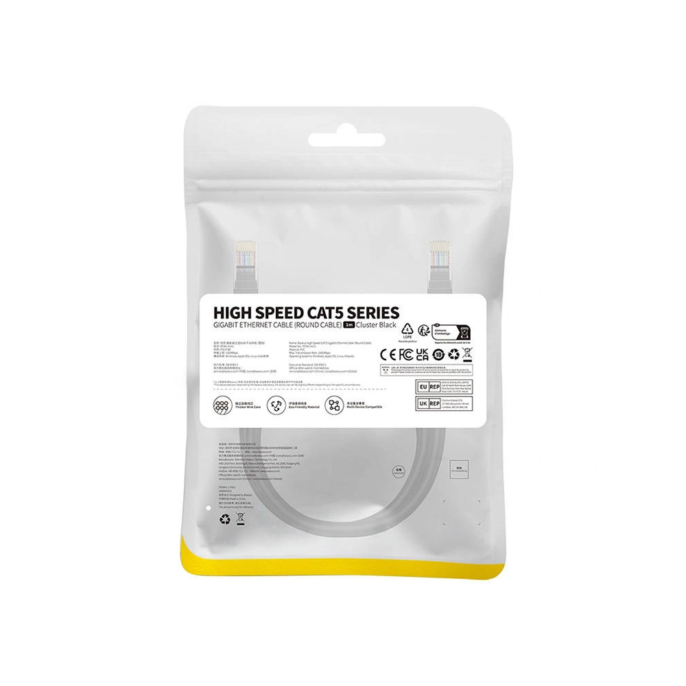 Hurtownia GSM - Kabel síťový Baseus Ethernet CAT5 1m (černý) - BSU4563 - {ean13} - Hurt