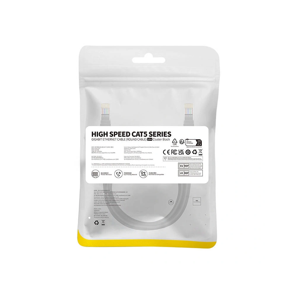 Hurtownia GSM - Hálózati kábel Baseus Ethernet CAT5 1,5m (fekete) - BSU4564 - {ean13} - Hurt