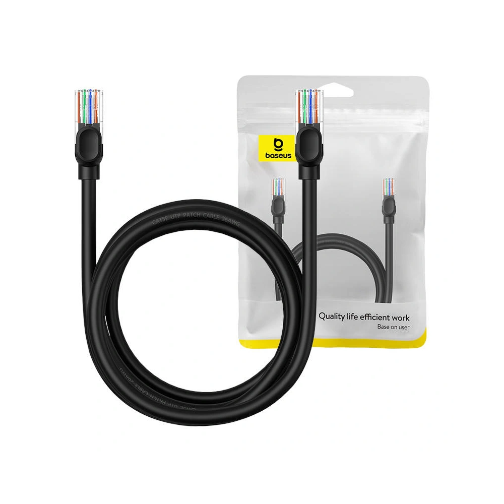 Hurtownia GSM - Hálózati kábel Baseus Ethernet CAT5 2m (fekete) - BSU4565 - {ean13} - Hurt