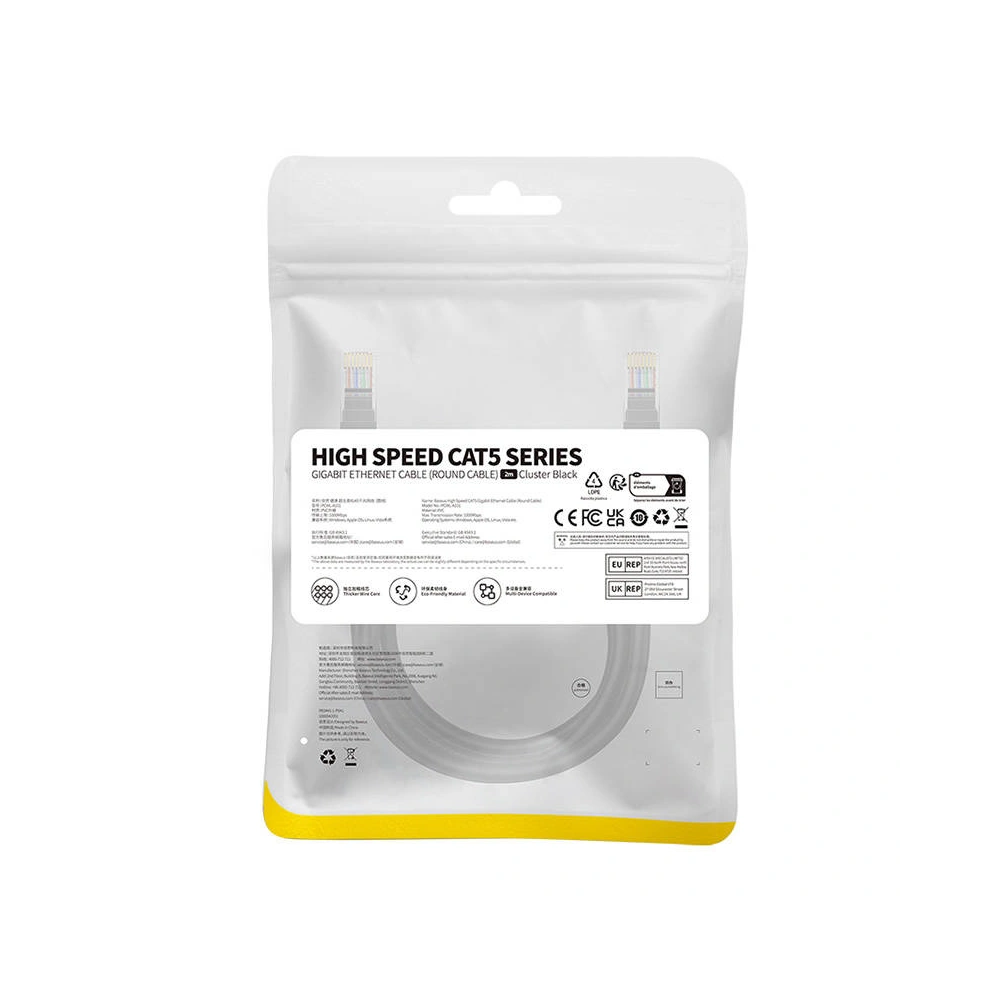 Hurtownia GSM - Hálózati kábel Baseus Ethernet CAT5 2m (fekete) - BSU4565 - {ean13} - Hurt