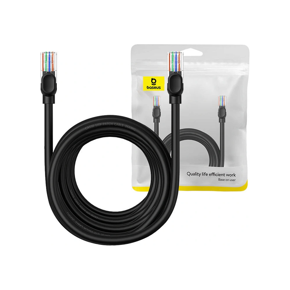 Hurtownia GSM - Hálózati kábel Baseus Ethernet CAT5 8m (fekete) - BSU4568 - {ean13} - Hurt