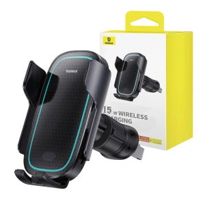 Hurtownia GSM - Autós tartó ventilátorrácsra töltővel Baseus MilkyWay Pro 15W (fekete) - BSU4572 - {ean13} - Hurt