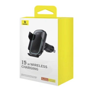 Hurtownia GSM - Auto-Handyhalter mit Ladegerät für Lüftungsschlitze Baseus MilkyWay Pro 15W (schwarz) - BSU4572 - {ean13} - Hurt