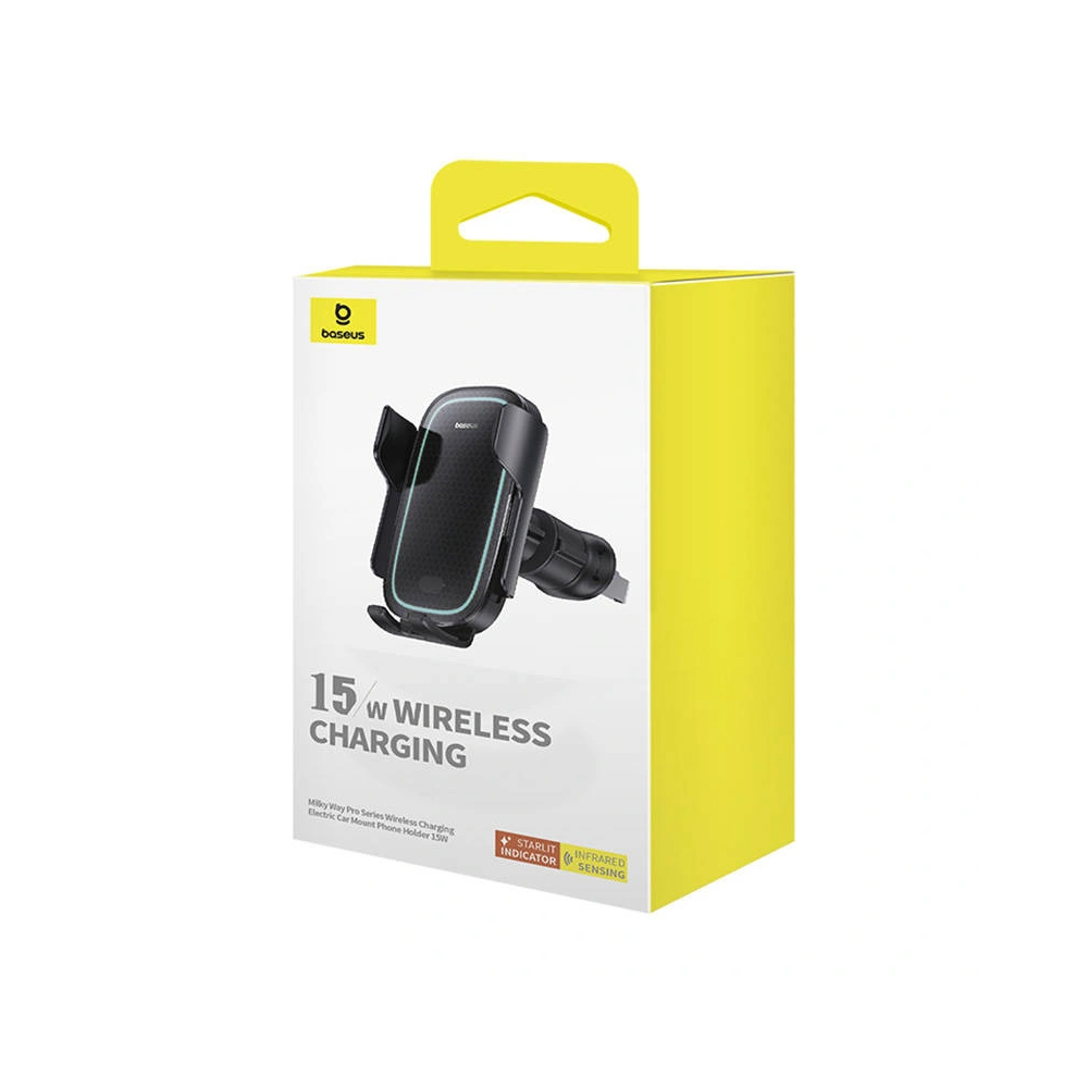 Hurtownia GSM - Autós tartó ventilátorrácsra töltővel Baseus MilkyWay Pro 15W (fekete) - BSU4572 - {ean13} - Hurt