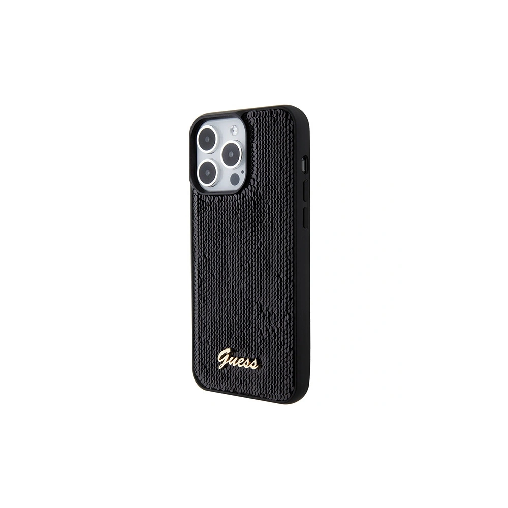 Hurtownia GSM - Etui Guess GUHCP15LPSFDGSK Apple iPhone 15 Pro hardcase Sequin Script Metal negru/black - GUE2821 - {ean13} - Hurt
