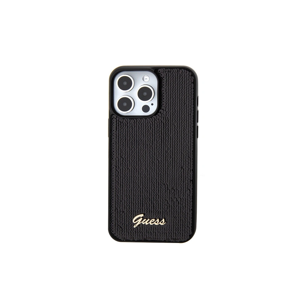 Hurtownia GSM - Etui Guess GUHCP15LPSFDGSK Apple iPhone 15 Pro hardcase Sequin Script Metal negru/black - GUE2821 - {ean13} - Hurt