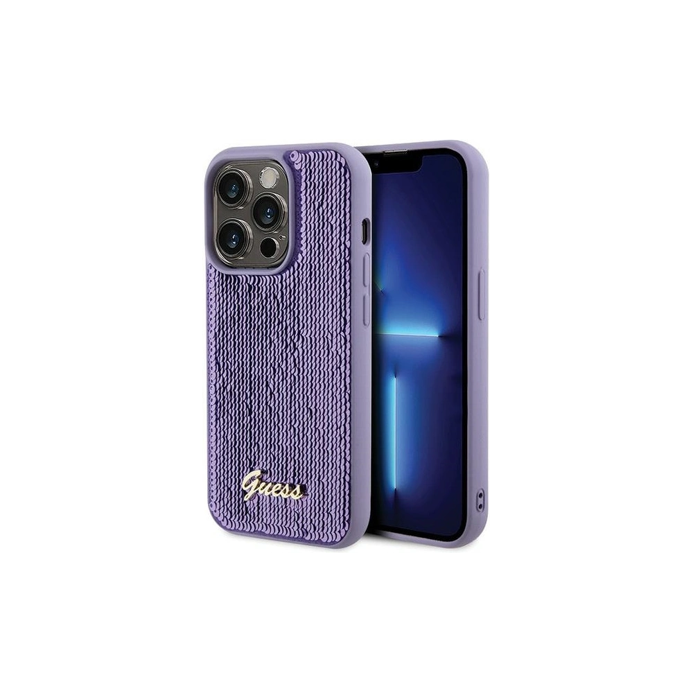 Hurtownia GSM - Etui Guess GUHCP15LPSFDGSU Apple iPhone 15 Pro hardcase Sequin Script Metal fialový/purple - GUE2823 - {ean13} - Hurt