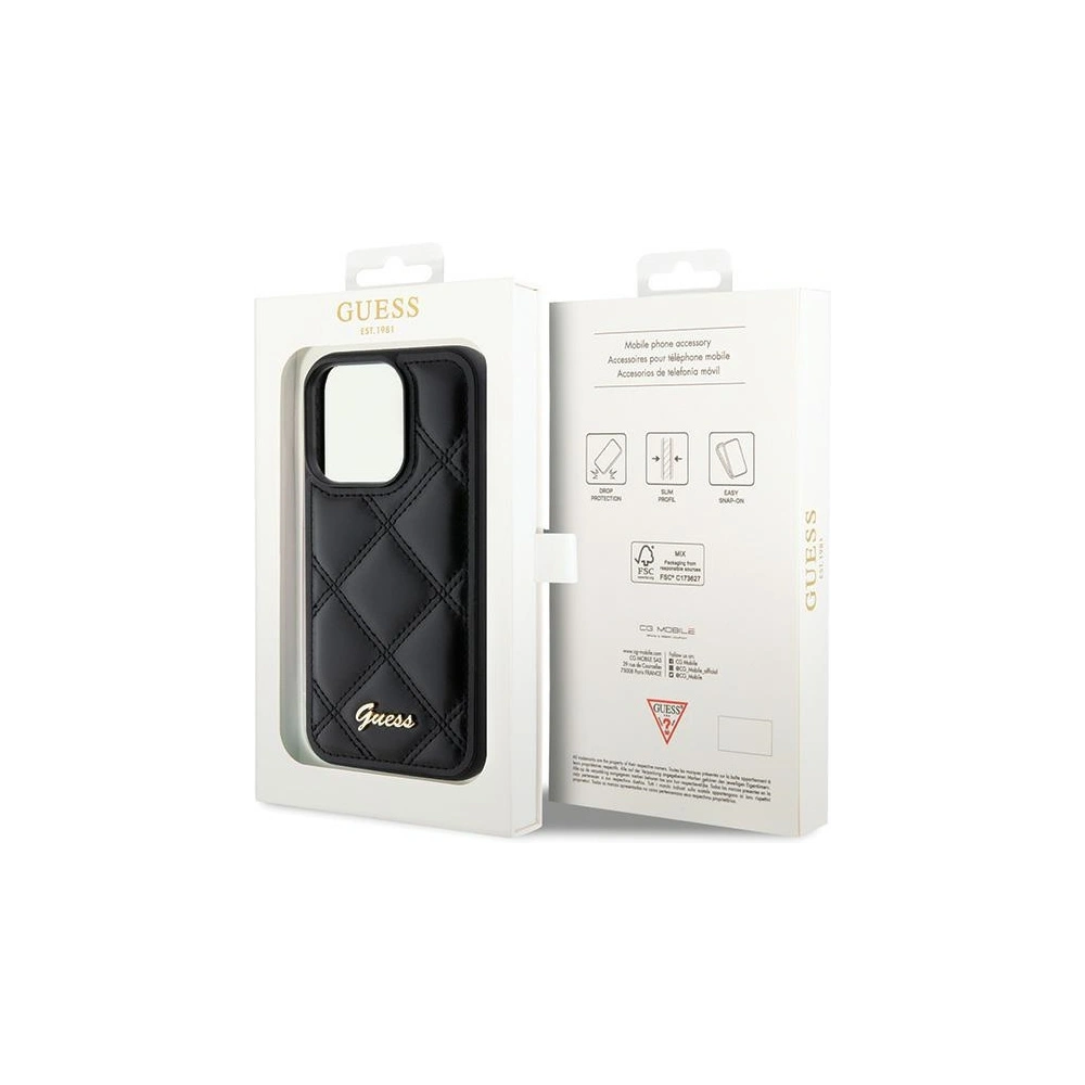 Hurtownia GSM - Etui Guess GUHCP15LPSQSQSK Apple iPhone 15 Pro hardcase cu logo metalic matlasat negru/black - GUE2824 - {ean13} - Hurt