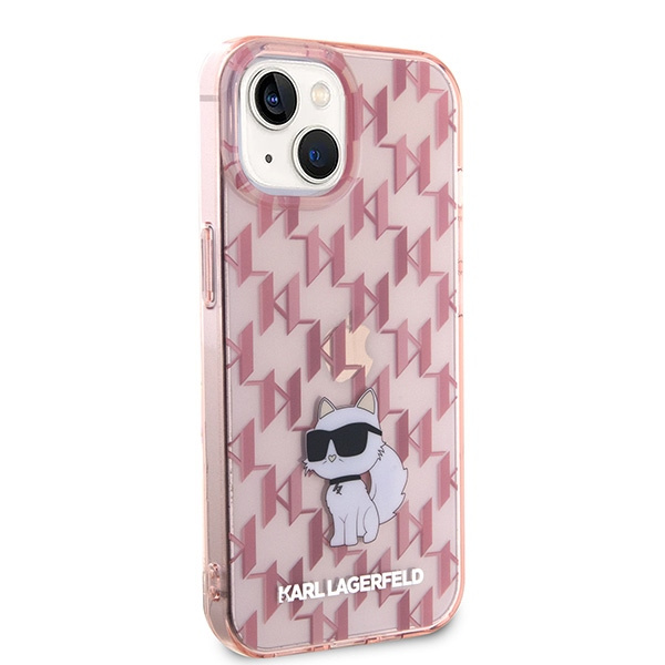 Kryt Karl Lagerfeld KLHCP15SHNCMKLP Apple iPhone 15 hardcase Monogram Choupette pink