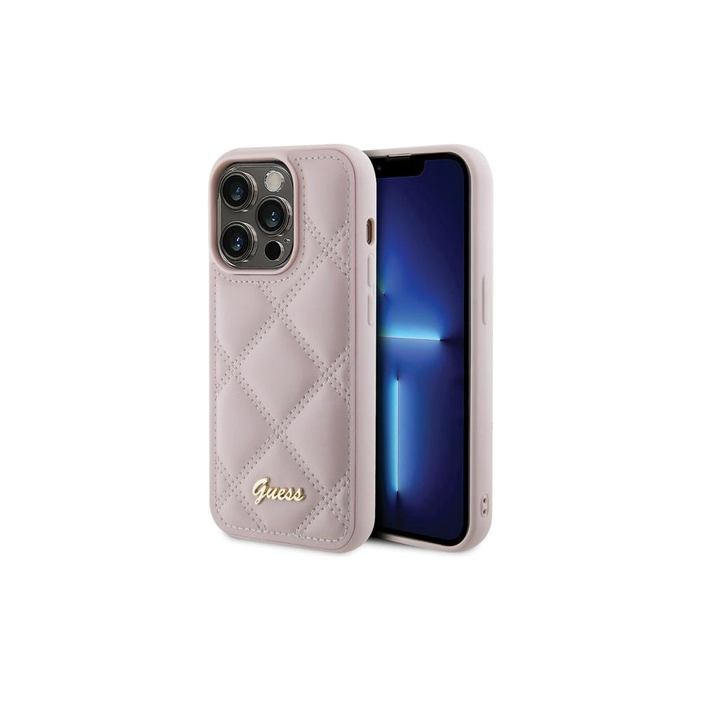 Wholesale Guess GUHCP15LPSQSQSP Apple iPhone 15 Pro hardcase Quilted Metal Logo pink - GUE2825 - {ean13} - Hurt