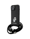 Etui Karl Lagerfeld KLHCP15SSAKCPSK Apple iPhone 15 hardcase Crossbody Saffiano Metal Pin Karl & Choupette negru/black