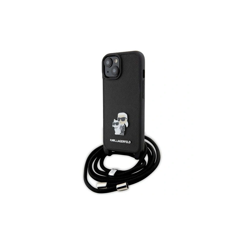 Hurtownia GSM - Etui Karl Lagerfeld KLHCP15SSAKCPSK Apple iPhone 15 kemény tok Crossbody Saffiano Metal Pin Karl & Choupette fekete/black - KLD1663 - {ean13} - Hurt