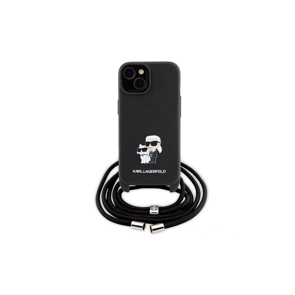 Hurtownia GSM - Etui Karl Lagerfeld KLHCP15SSAKCPSK Apple iPhone 15 kemény tok Crossbody Saffiano Metal Pin Karl & Choupette fekete/black - KLD1663 - {ean13} - Hurt