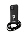 Etui Karl Lagerfeld KLHCP15SSASKNPSK Apple iPhone 15 hardcase Crossbody Saffiano Monogram Metal Pin Karl & Choupette negru/black