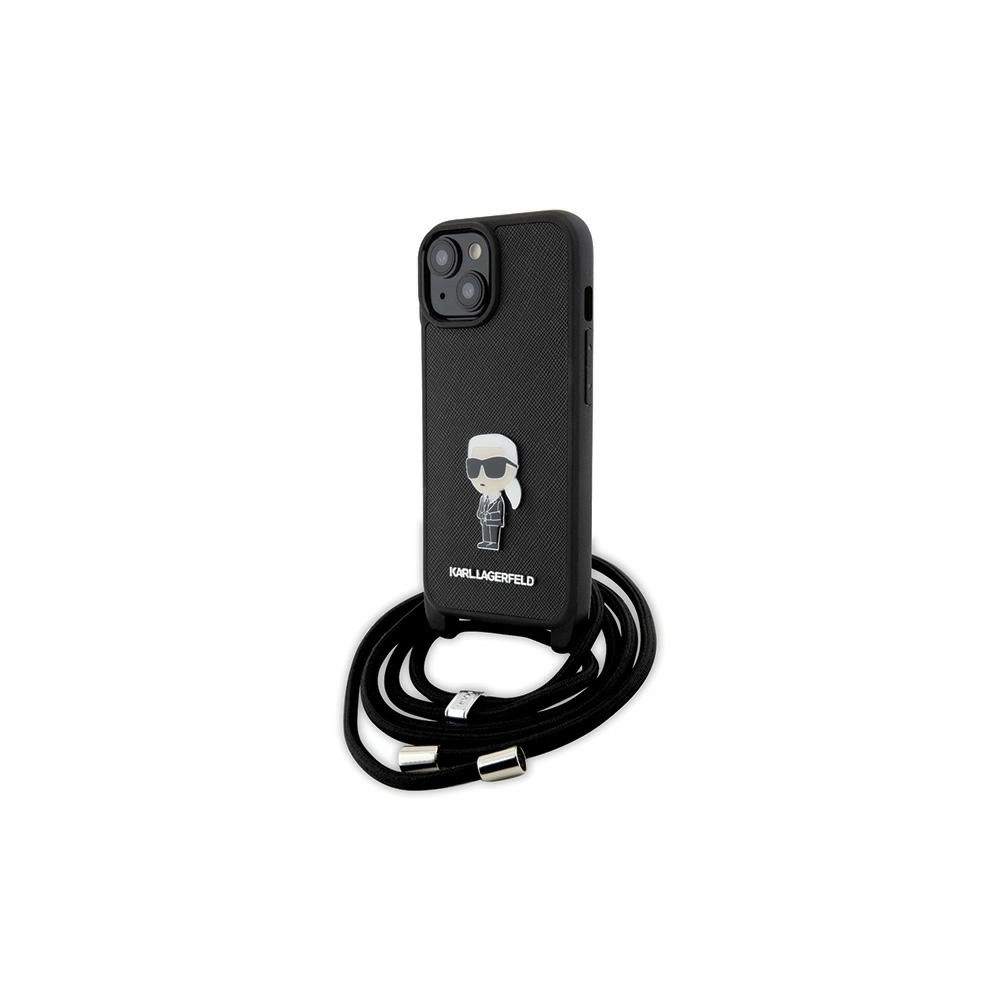 Hurtownia GSM - Case Karl Lagerfeld KLHCP15SSASKNPSK Apple iPhone 15 Hardcase Crossbody Saffiano Monogram Metall Pin Karl & Choupette schwarz/black - KLD1664 - {ean13} - Hurt