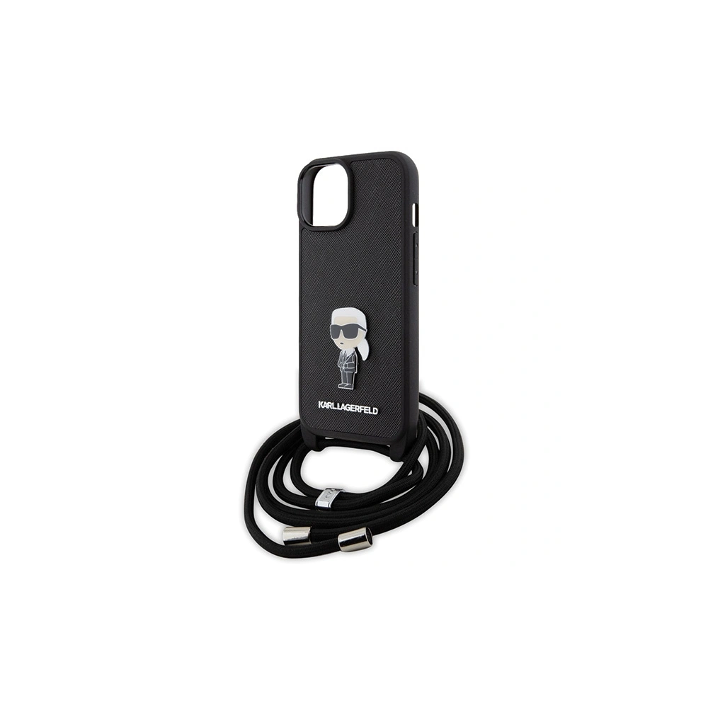 Hurtownia GSM - Etui Karl Lagerfeld KLHCP15SSASKNPSK Apple iPhone 15 hardcase Crossbody Saffiano Monogram Metal Pin Karl & Choupette negru/black - KLD1664 - {ean13} - Hurt