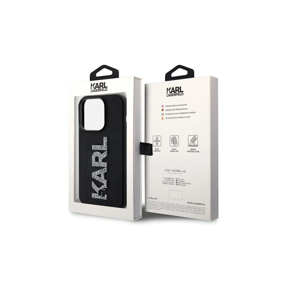 Wholesale Karl Lagerfeld KLHCP15X3DMBKCK Apple iPhone 15 Pro Max hardcase 3D Rubber Glitter Logo black - KLD1665 - {ean13} - Hurt