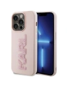 Case Karl Lagerfeld KLHCP15X3DMBKCP Apple iPhone 15 Pro Max Hardcase 3D Gummi Glitzer Logo rosa/pink