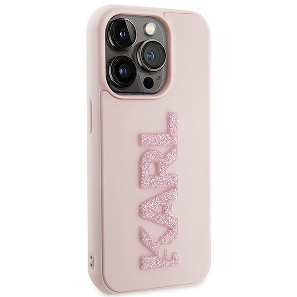 Kryt Karl Lagerfeld KLHCP15X3DMBKCP Apple iPhone 15 Pro Max hardcase 3D Rubber Glitter Logo pink