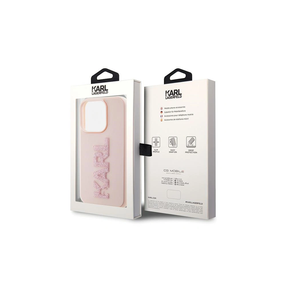 Hurtownia GSM - Case Karl Lagerfeld KLHCP15X3DMBKCP Apple iPhone 15 Pro Max Hardcase 3D Gummi Glitzer Logo rosa/pink - KLD1666 - {ean13} - Hurt