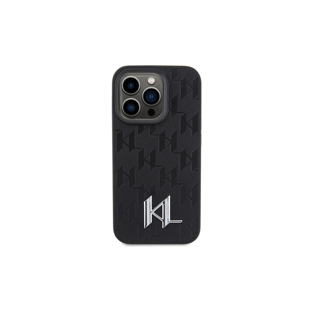 Hurtownia GSM - Case Karl Lagerfeld KLHCP15XPKLPKLK Apple iPhone 15 Pro Max Hardcase Leder Monogram Heißpräge Metalllogo schwarz/black - KLD1671 - {ean13} - Hurt