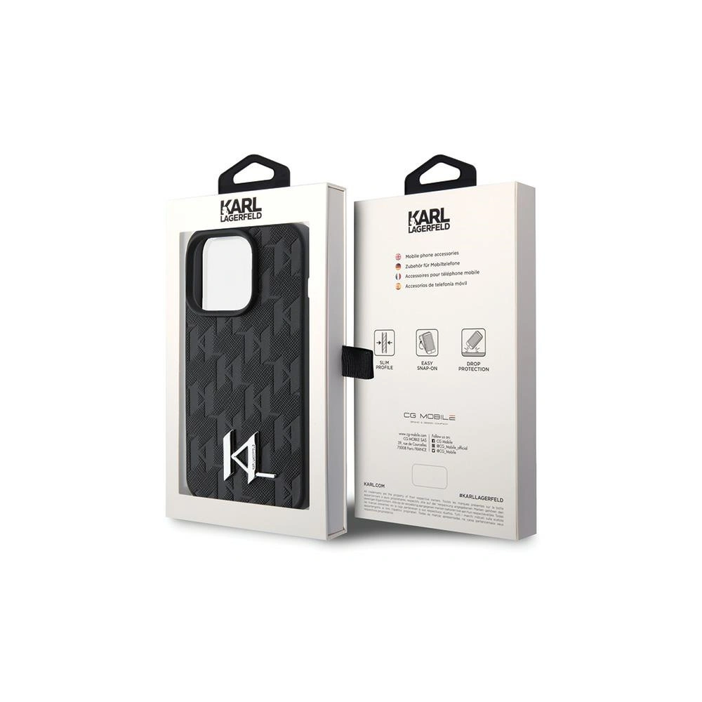 Hurtownia GSM - Case Karl Lagerfeld KLHCP15XPKLPKLK Apple iPhone 15 Pro Max Hardcase Leder Monogram Heißpräge Metalllogo schwarz/black - KLD1671 - {ean13} - Hurt