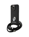 Etui Karl Lagerfeld KLHCP15XSAKCPSK Apple iPhone 15 Pro Max hardcase Crossbody Saffiano Metal Pin Karl & Choupette negru/black